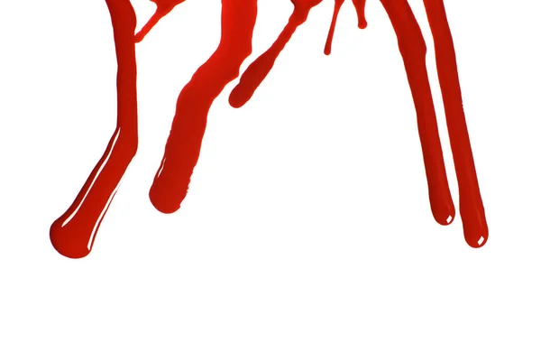 白に隔離された筋を持つ血の水たまり — ストック写真