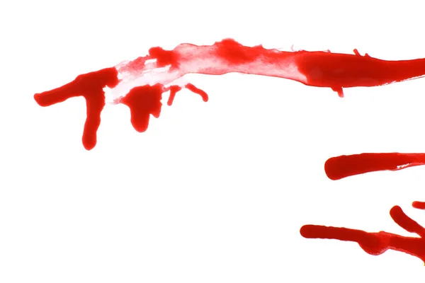 白で隔離された血滴 スプラッタまたは水たまり — ストック写真