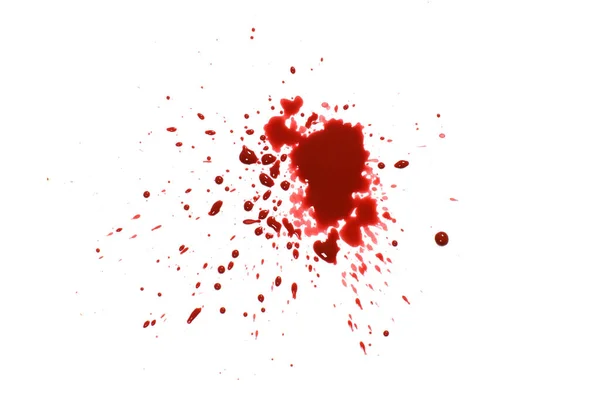 Mancha Sangue Vermelho Respingos Isolados Branco Conceito Doenças Crime — Fotografia de Stock