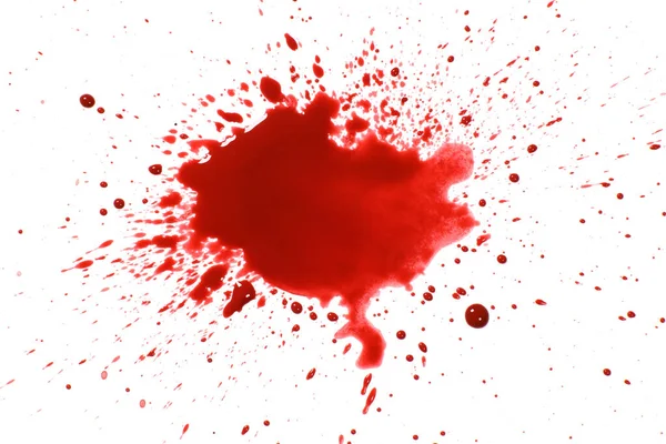 Blutspritzer Tropfen Isoliert Auf Weiß Heimverletzungskonzept — Stockfoto