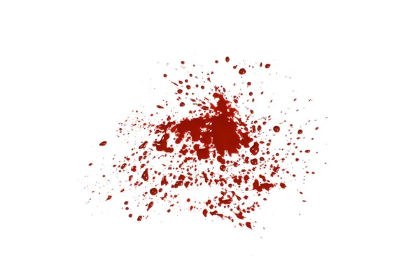 Roter Blutfleck Und Spritzer Isoliert Auf Weißem Begriff Von Krankheiten — Stockfoto
