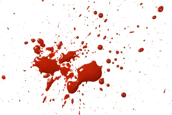 Blutspritzer Tropfen Isoliert Auf Weiß — Stockfoto