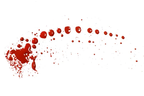 Bluttropfen Spritzer Oder Pfütze Isoliert Auf Weiß — Stockfoto