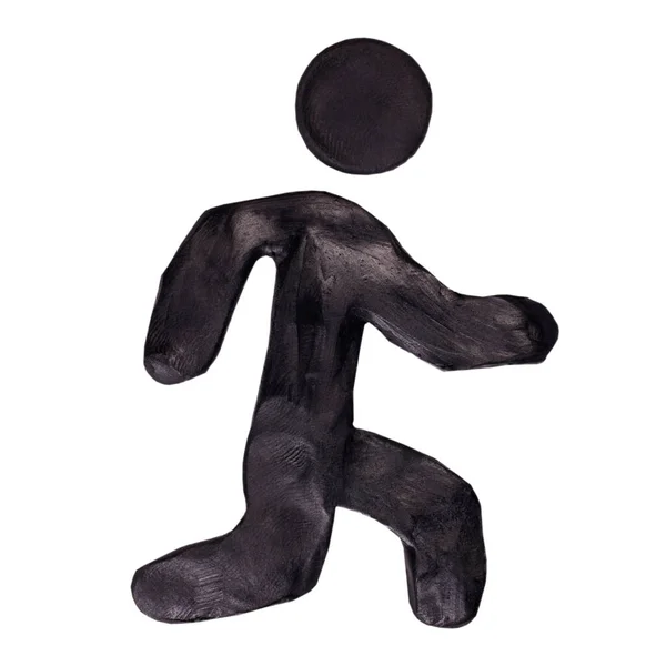 Walking Nebo Běžící Osoba Plasticine Ikona Izolované Bílém — Stock fotografie