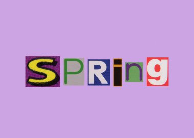 Kesilmiş dergi renkli harflerden bahar kelimesi