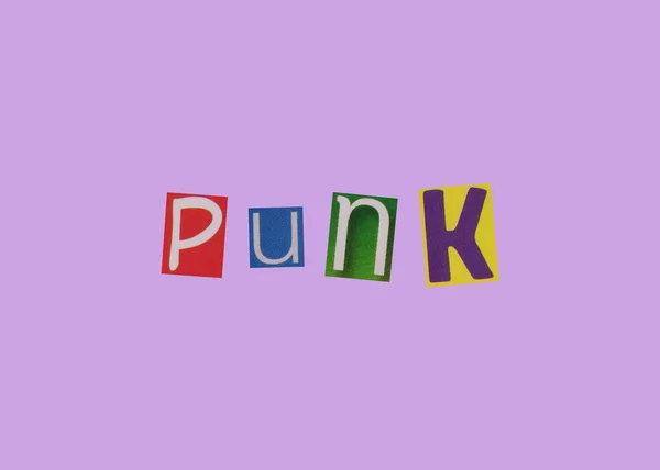 Punk Wort Aus Ausgeschnittenen Magazin Farbigen Buchstaben — Stockfoto