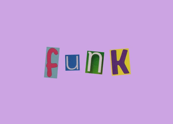 Parola Funk Ritagliato Lettere Colorate Rivista — Foto Stock