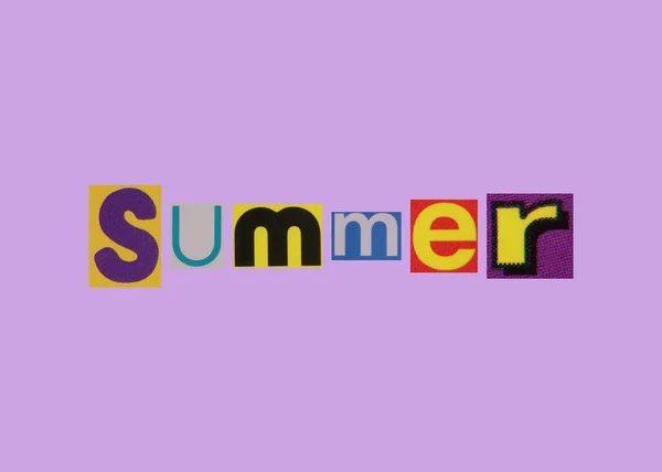 Summer Word Cut Out Magazine Colored Letters — Stock Photo, Image