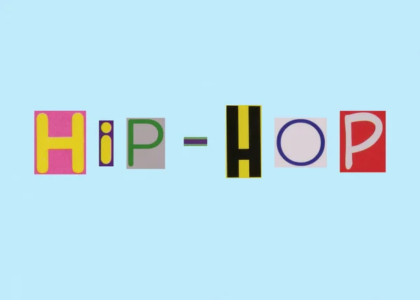 Hip Hop Wort Aus Ausgeschnittenen Magazin Farbigen Buchstaben — Stockfoto