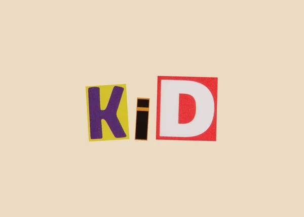 Kid Word Collage Uit Knipsels Met Kranten Tijdschriften Brieven — Stockfoto