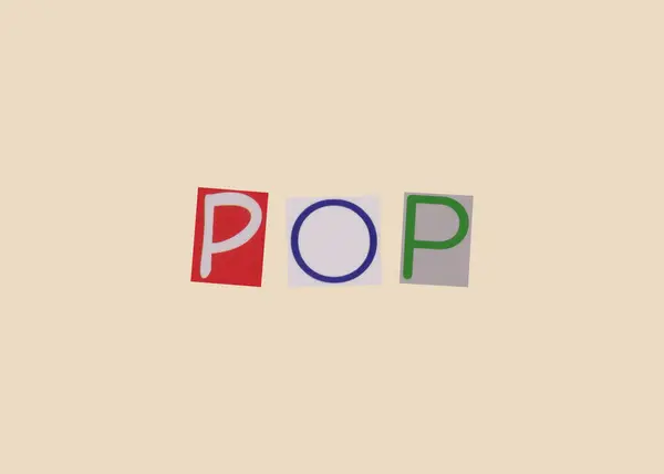 Pop Λέξη Από Κοπεί Περιοδικό Χρωματιστά Γράμματα Ένα Ελαφρύ Φόντο — Φωτογραφία Αρχείου