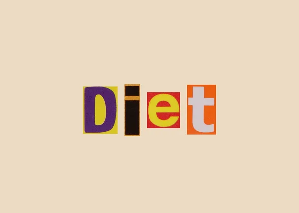 Diet word, collage from clippings with newspaper and magazine letters