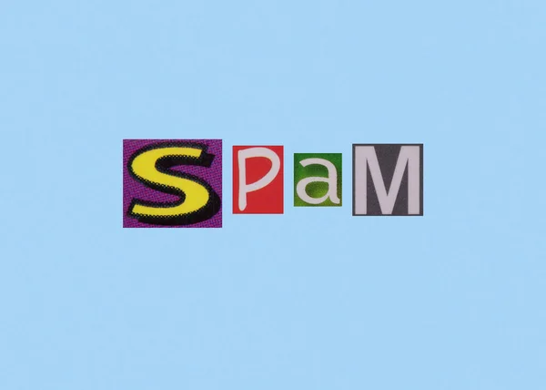Spam Word Collage Ritagli Con Lettere Giornali Riviste — Foto Stock