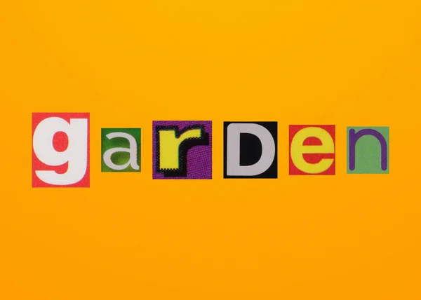 Garden Word Collage Clippings Newspaper Magazine Letters — Stock Photo, Image