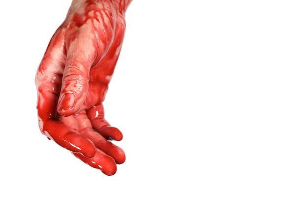 Bloedige Hand Geïsoleerd Witte Achtergrond — Stockfoto