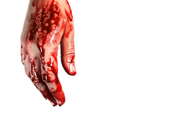 Кровавая Рука Изолированная Белом Понятие Убийства Насилия Хэллоуин — стоковое фото