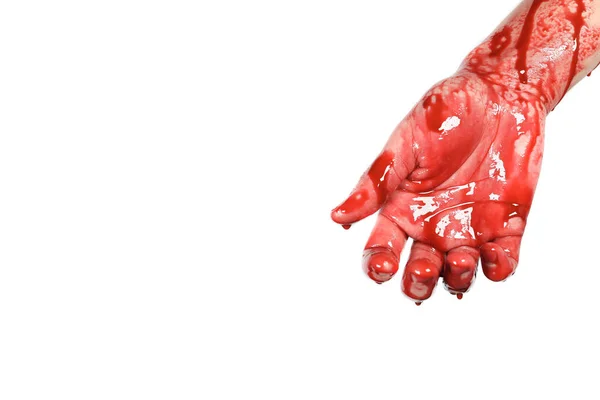 Blutige Hand Isoliert Auf Weißem Hintergrund Kopierraum Für Text — Stockfoto