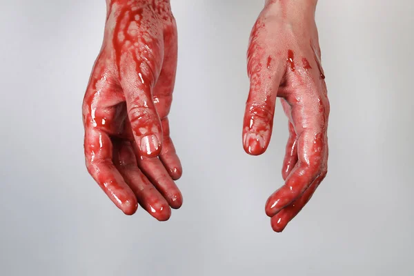 Mãos Ensanguentadas Conceito Homicídio Maníaco Série Violência — Fotografia de Stock