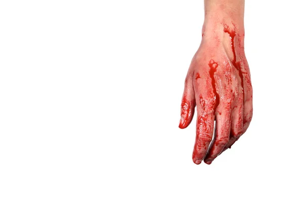 Blutige Hand Isoliert Auf Weißem Hintergrund — Stockfoto