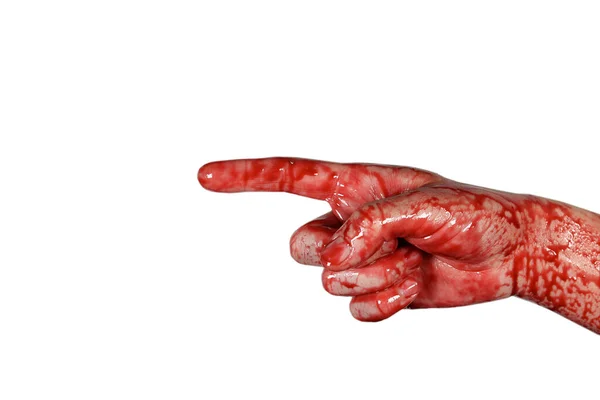Krvavý Prst Bílém Koncept Vraždy Násilí Halloween — Stock fotografie