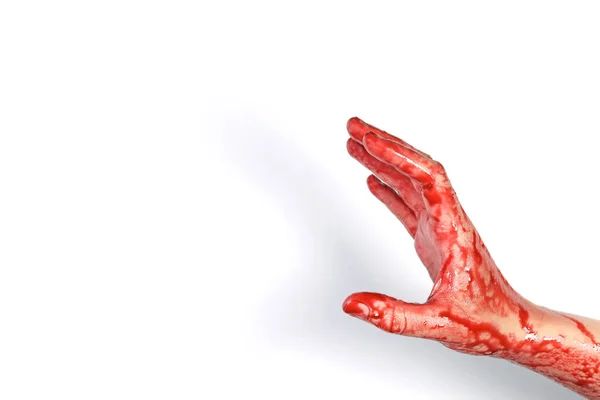 Mano Sangrienta Aislada Blanco Concepto Asesinato Violencia Halloween —  Fotos de Stock