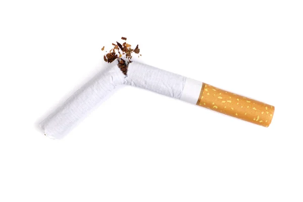 Gebrochene Zigarette Isoliert Auf Weißem Raucherentwöhnungskonzept — Stockfoto