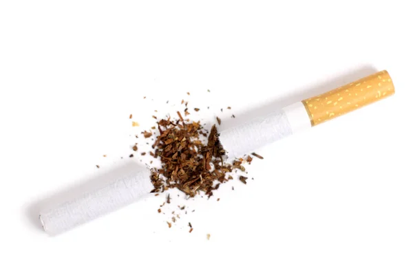 Broken Cigarette Isolated White Quit Smoking Concept — Stock Photo, Image