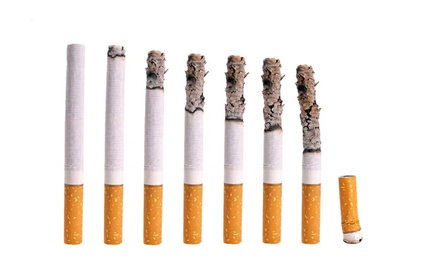 Brennende Zigarettencollage Raucherentwöhnung — Stockfoto