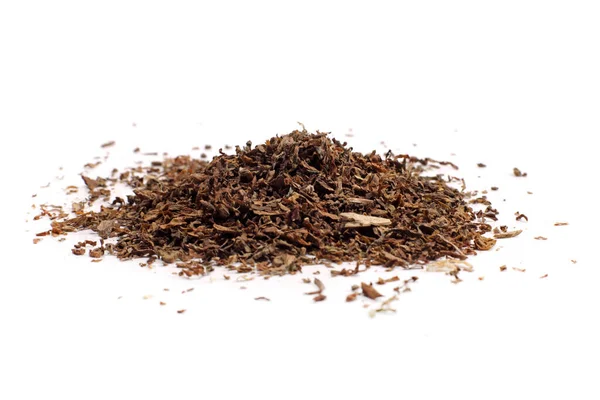 Gedroogde Tabaksbladeren Geisoleerd Wit — Stockfoto