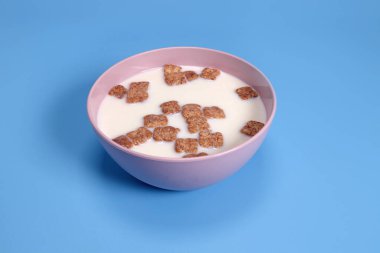 Mısır gevreği ve süt. Sağlıklı kahvaltı kâsede.