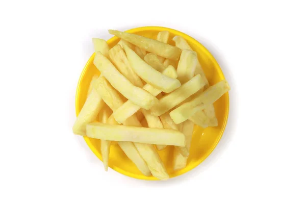 Tabakta Patates Kızartması Beyaz Fast Food Konseptinde Izole Edilmiş — Stok fotoğraf