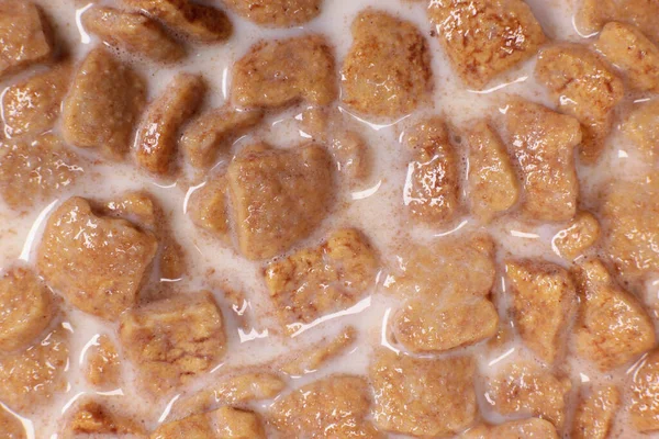 Kukuřičné Občerstvení Mlékem Zdravé Snídaně Detailní Textura Pozadí — Stock fotografie