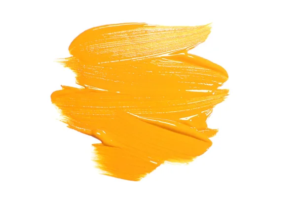 Stroke Yellow Color Paint Isolated White — Stock Photo, Image