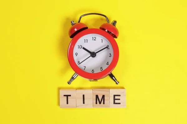 Time Word Red Alarm Clock — Stock Photo, Image