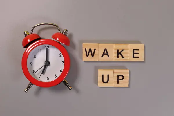 Wake Inscription Alarm Clock — Stock Photo, Image