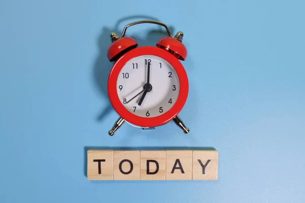 Today Word Alarm Clock Blue Background — Stock Photo, Image