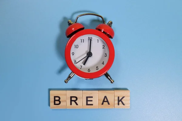 Break Word Alarm Clock Blue Background — Stock Photo, Image