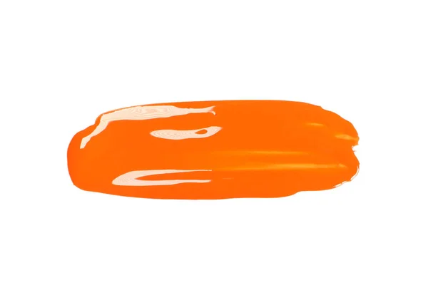 Frottis Peinture Orange Isolé Sur Blanc — Photo