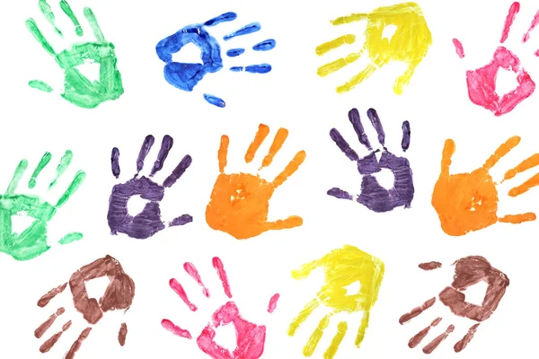 Φόντο Πολύχρωμα Παιδικά Αποτυπώματα Χεριών — Φωτογραφία Αρχείου