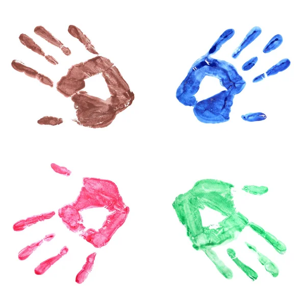 Χρωματιστά Παιδικά Αποτυπώματα Έννοια Της Υποστήριξης Προστασία Των Παιδιών — Φωτογραφία Αρχείου