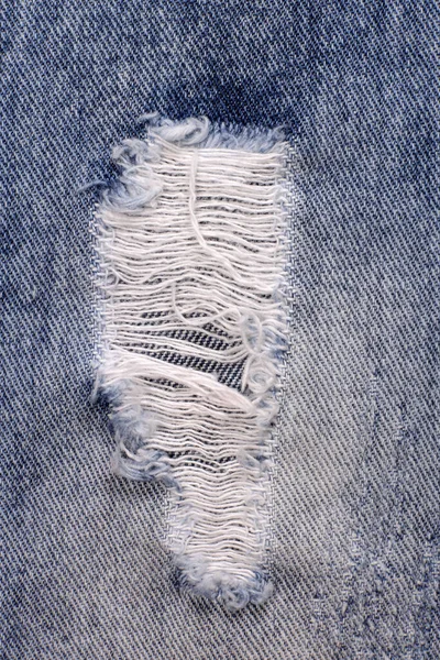 Jeans Rasgado Furo Textura Ganga Orientação Vertical — Fotografia de Stock