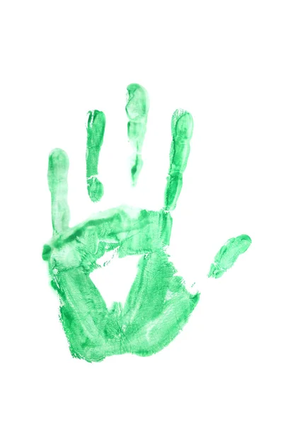 Детский Отпечаток Ладони Цвета Краски Изолированы Белом — стоковое фото