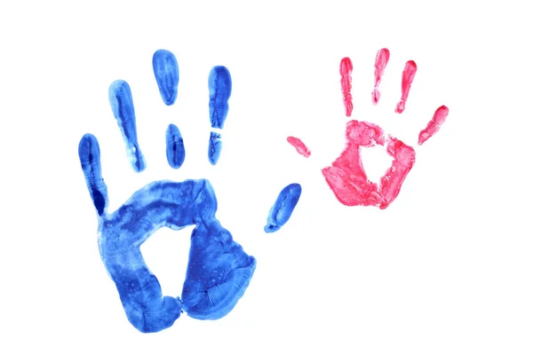 Impronta Palma Adulti Bambini Concetto Relazione Familiare Tra Madre Padre — Foto Stock