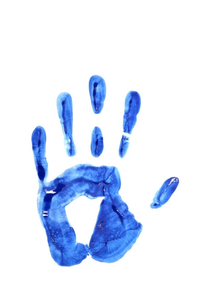 Impressão Mão Brilhante Tinta Sobre Fundo Branco — Fotografia de Stock