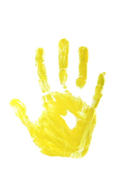 Impressão Mão Das Crianças Tintas Coloridas Isoladas Branco — Fotografia de Stock