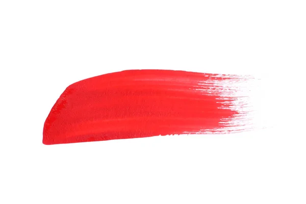 Czerwony Produkt Kosmetyczny Suw Pędzla Przesuń Próbkę Izolowane Białym — Zdjęcie stockowe