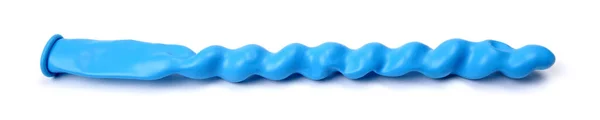 Balão Forma Azul Não Soprado Isolado Fundo Branco — Fotografia de Stock