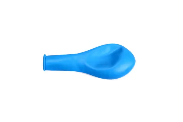 Balão Forma Azul Não Soprado Isolado Fundo Branco — Fotografia de Stock