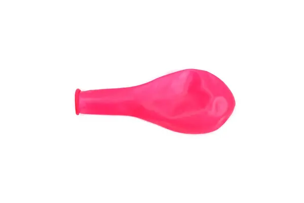 Balão Rosa Não Soprado Isolado Branco — Fotografia de Stock