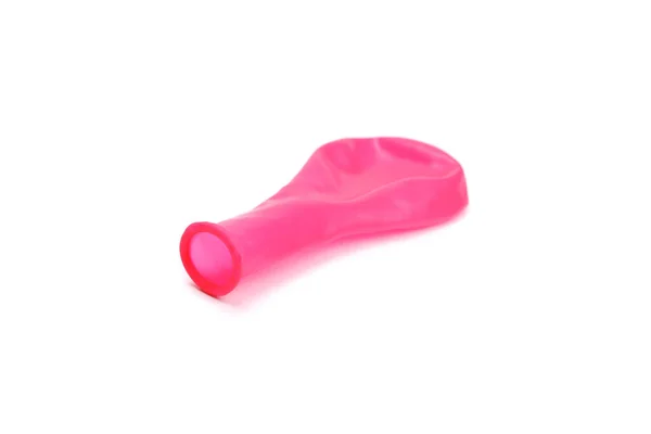 Balão Rosa Não Soprado Isolado Branco — Fotografia de Stock